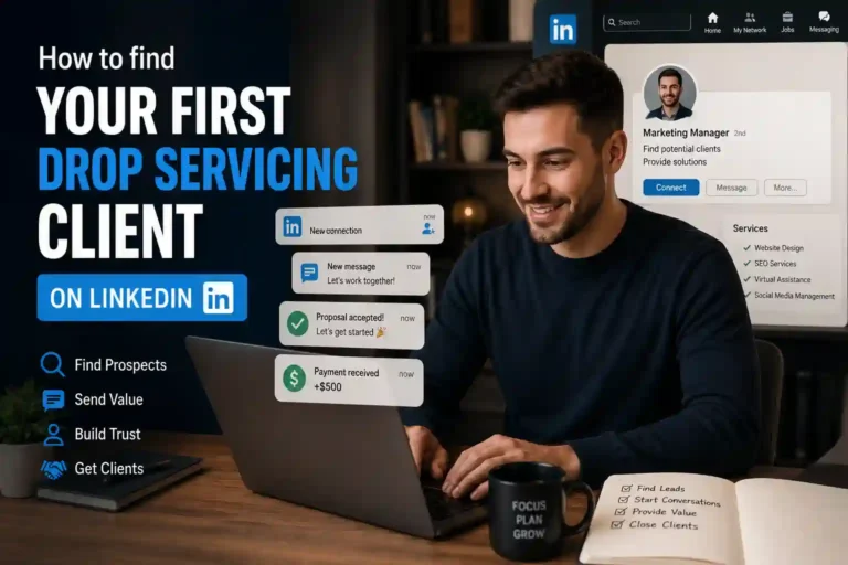 How to find your first drop servicing client on LinkedIn now