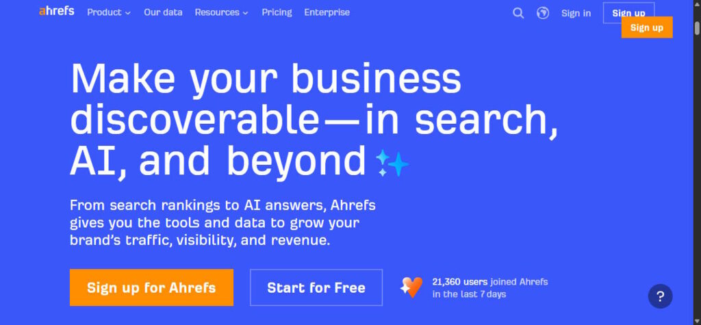Ahrefs dashboard