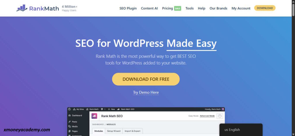Rank Math SEO interface