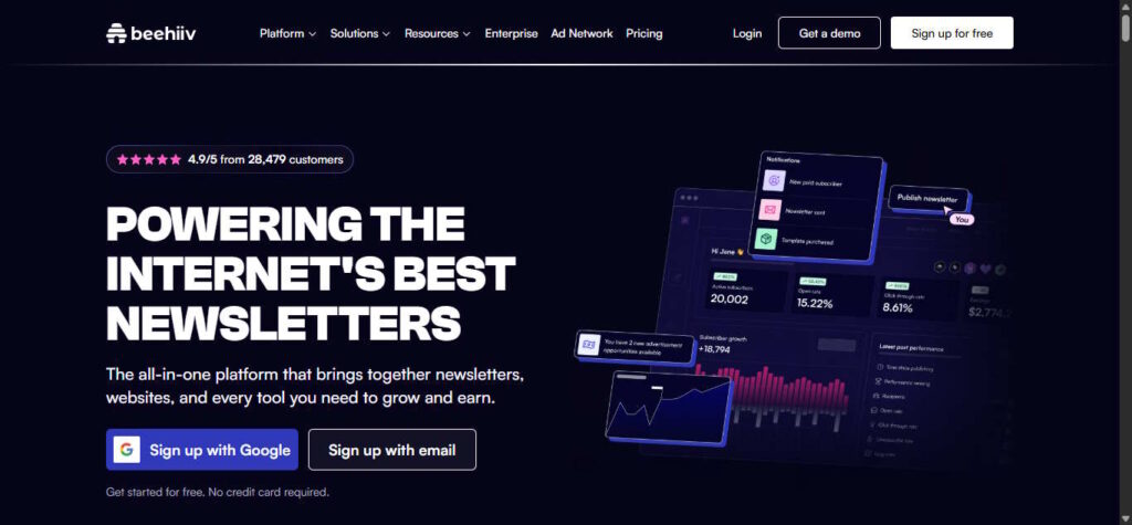 Beehiiv dashboard