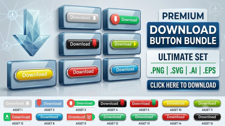 Premium Download Button Clipart Set (PNG, SVG, AI & EPS Formats)